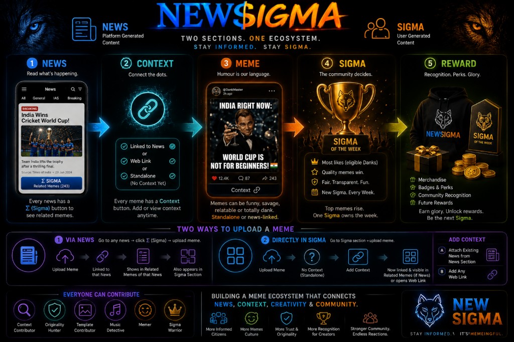 NewSigma ecosystem: News, Context, Meme, Sigma of the Week, and Rewards